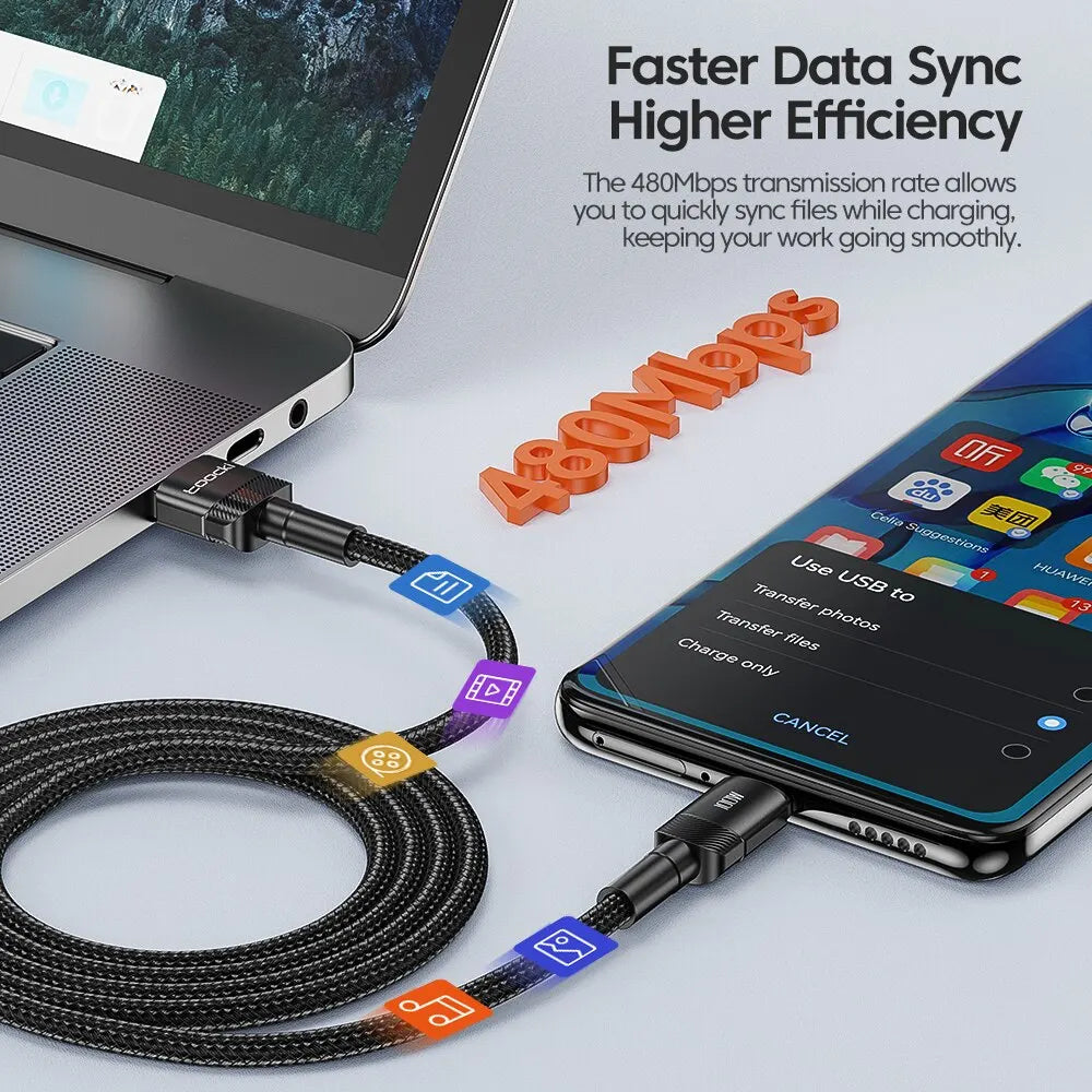 Cable USB tipo C de carga rápida para Smarthphone
